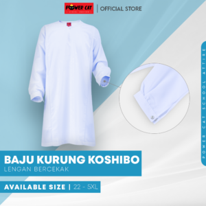 POWER CAT Baju Kurung Cekak Putih Nila Licin | Size: 22-5XL | School Uniform Baju Kurung Koshibo | White | Cekak - Image 5