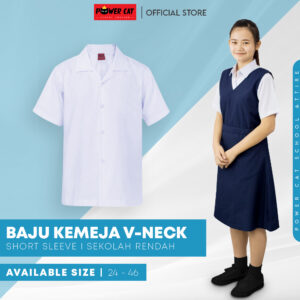 POWER CAT Sepasang Sekolah Rendah Cina Pinafore Biru Gelap SRK | Size : 24-46 | School Uniform Primary Pinafore Set - Image 2