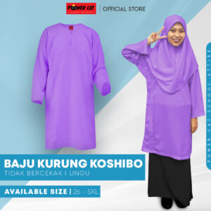 POWER CAT Baju Kurung Biasa Licin Ungu | Size: 26-5XL | School Uniform Baju Kurung Normal Koshibo Purple