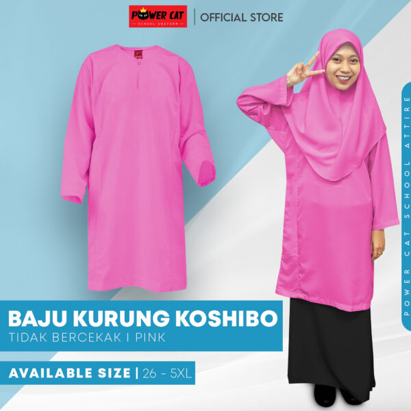 POWER CAT Baju Kurung Biasa Licin 6 Warna Pilihan | Size 26-5XL | 6 Colour School Uniform Baju Kurung Normal Koshibo