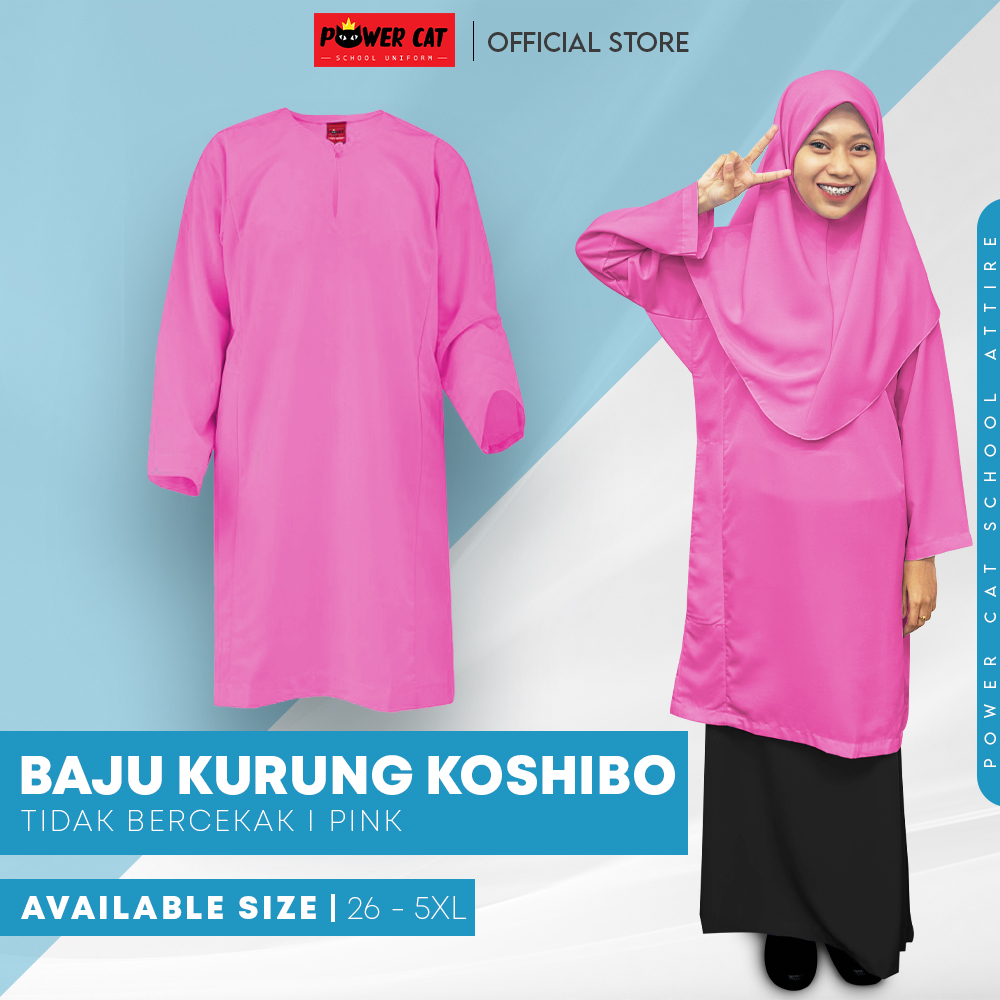 POWER CAT Baju Kurung Biasa Licin 6 Warna Pilihan | Size 26-5XL | 6 Colour School Uniform Baju Kurung Normal Koshibo - Image 11