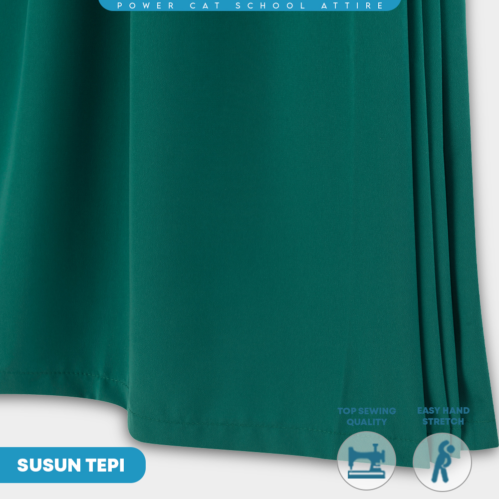 POWER CAT Sepasang Baju Kurung Biasa Koshibo Putih Nila + Kain Kurung Hijau Agama | Size : 22-2XL | Primary School Set | Set Baju Sekolah Agama - Image 16