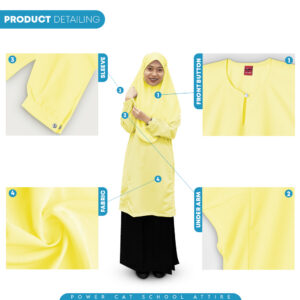 POWER CAT Baju Kurung Cekak Licin Kuning | Size: 26-5XL | School Uniform Baju Kurung Cekak Koshibo Yellow - Image 5