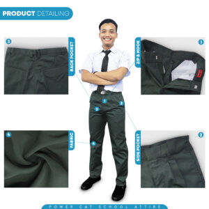 POWER CAT Seluar Panjang Sekolah Hijau SMK Cotton | Size : 23-52 | School Uniform Secondary Green Long Pants - Image 5