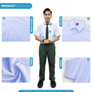 POWER CAT Sekolah Uniform White School Shirt Short Sleeve Koshibo| Size: 13-4XL | Kemeja Putih Nila Licin Lengan Pendek - Image 5
