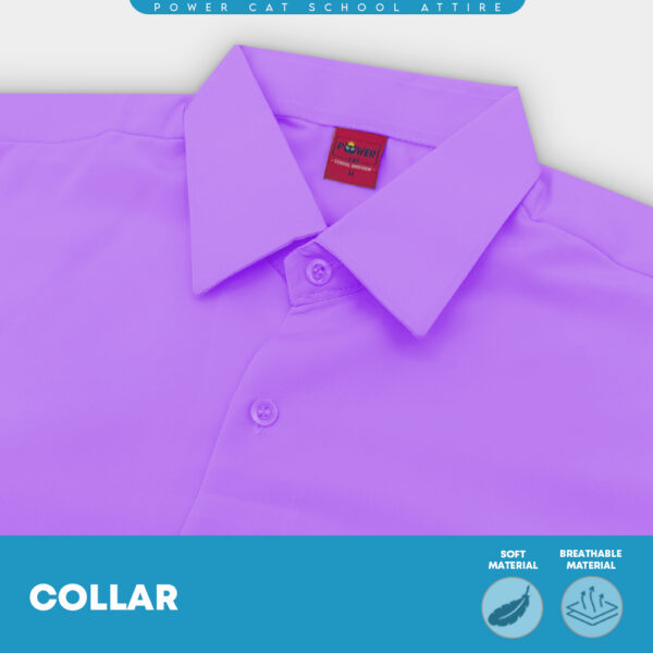 POWER CAT School Uniform Shirt Long Sleeve Koshibo Purple | Size :14-4XL | Kemeja Sekolah Licin Lengan Panjang Ungu
