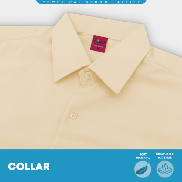 POWER CAT School Uniform Shirt Long Sleeve Koshibo Beige | Size :14-4XL | Kemeja Sekolah Licin Lengan Panjang Krim