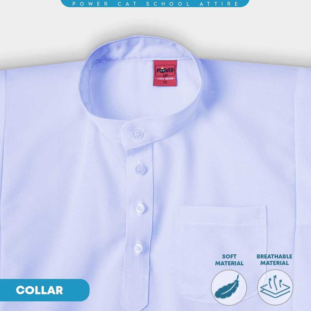 POWER CAT Sepasang Baju Melayu Putih Nila Koshibo Sekolah Agama | Size : 22-3XL | Kain Lembut Set Muslim School Uniform | Baju Melayu Lelaki Agama Exclusive - Image 3