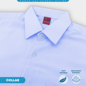 POWER CAT Sekolah Uniform White School Shirt Short Sleeve Koshibo| Size: 13-4XL | Kemeja Putih Nila Licin Lengan Pendek - Image 6