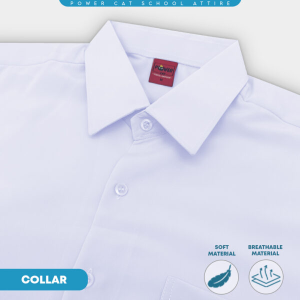 POWER CAT Sekolah Uniform White School Shirt Long Sleeve Cotton | Size: 13-4XL | Kemeja Putih Nila Cotton Lengan Panjang