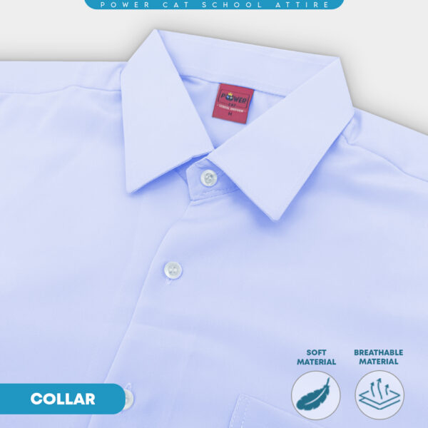 POWER CAT Sekolah Uniform White School Shirt Long Sleeve Koshibo| Size: 13-4XL | Kemeja Putih Nila Licin Lengan Panjang