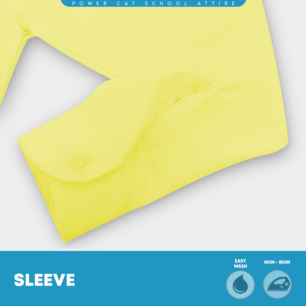 POWER CAT School Uniform Shirt Long Sleeve Koshibo Yellow | Size :14-4XL | Kemeja Sekolah Licin Lengan Panjang Kuning - Image 8