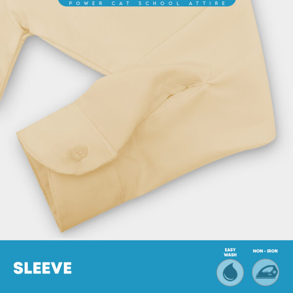 POWER CAT School Uniform Shirt Long Sleeve Koshibo Beige | Size :14-4XL | Kemeja Sekolah Licin Lengan Panjang Krim