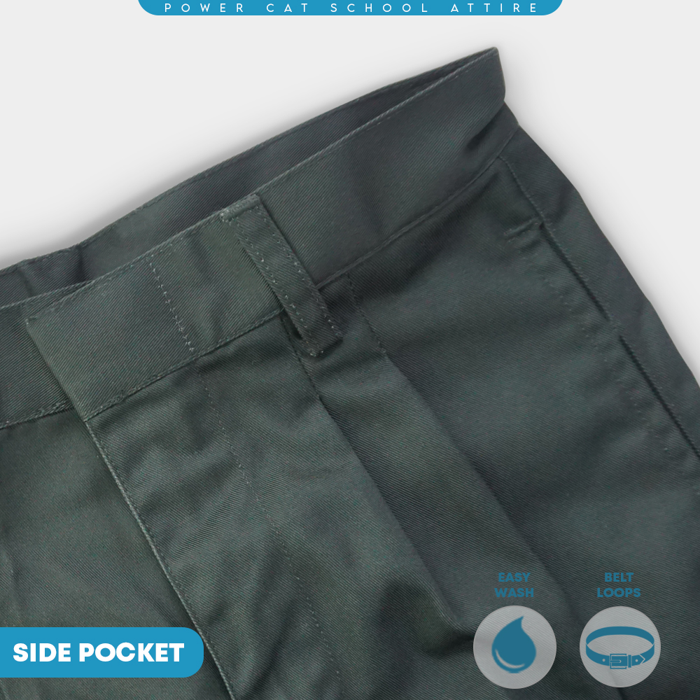 POWER CAT Seluar Panjang Sekolah Hijau SMK Cotton | Size : 23-52 | School Uniform Secondary Green Long Pants - Image 7