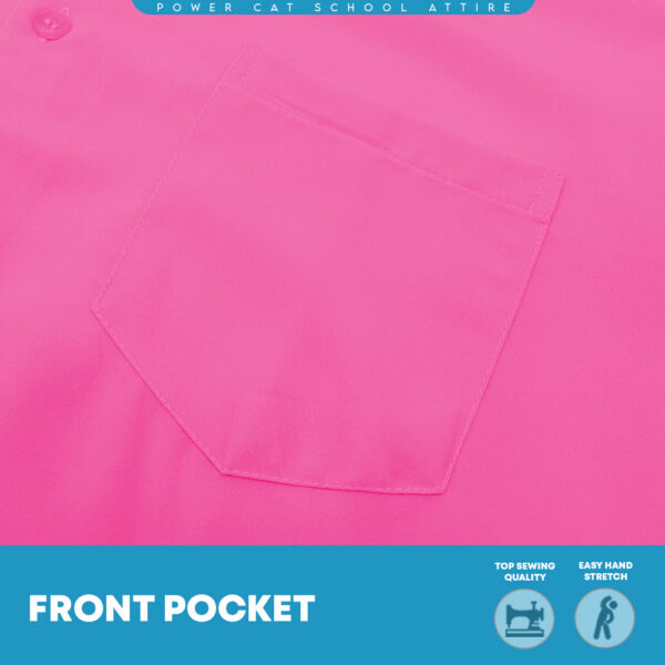 POWER CAT School Uniform Shirt Long Sleeve Koshibo Pink | Size : 14-4XL | Kemeja Sekolah Lengan Panjang Merah Jambu