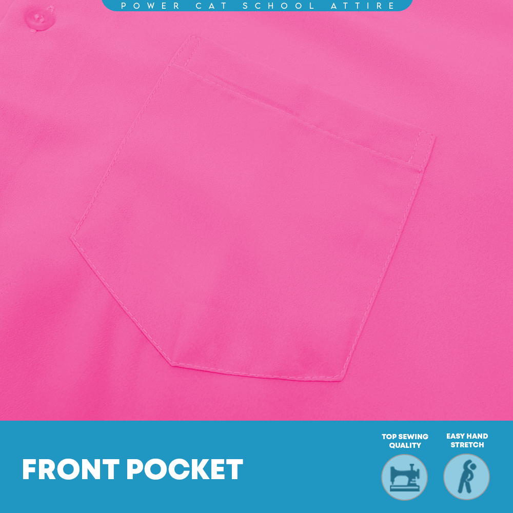 POWER CAT School Uniform Shirt Long Sleeve Koshibo Pink | Size : 14-4XL | Kemeja Sekolah Lengan Panjang Merah Jambu - Image 8