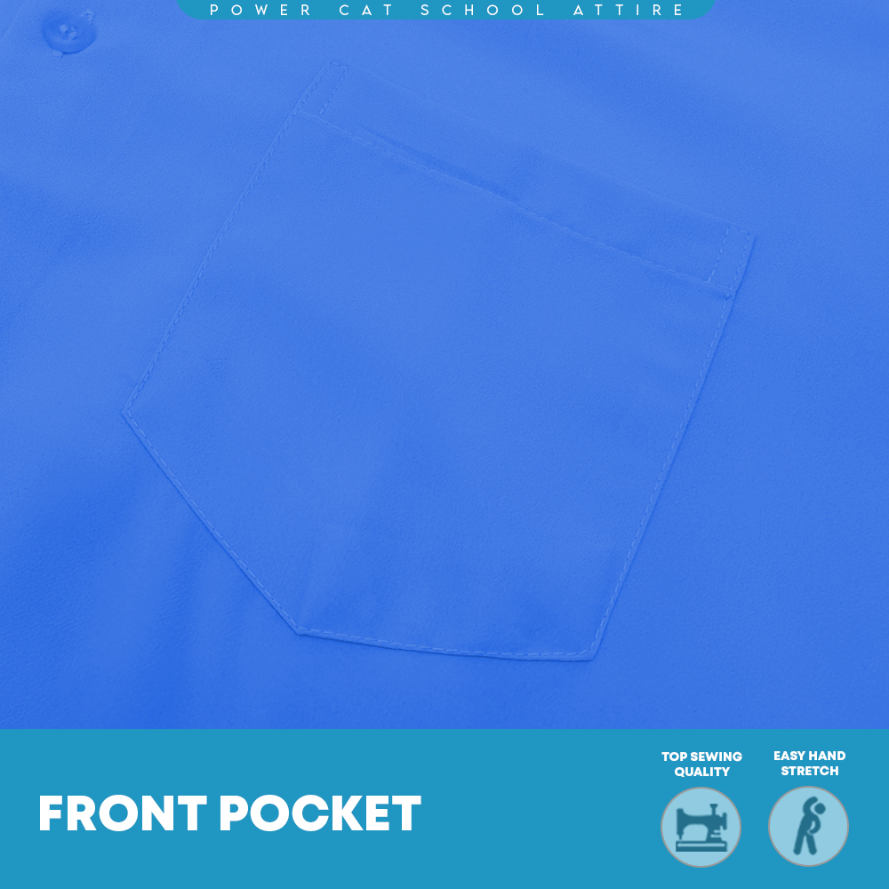 POWER CAT School Uniform Shirt Long Sleeve Koshibo Blue | Size :14-4XL | Kemeja Sekolah Licin Lengan Panjang Biru - Image 7