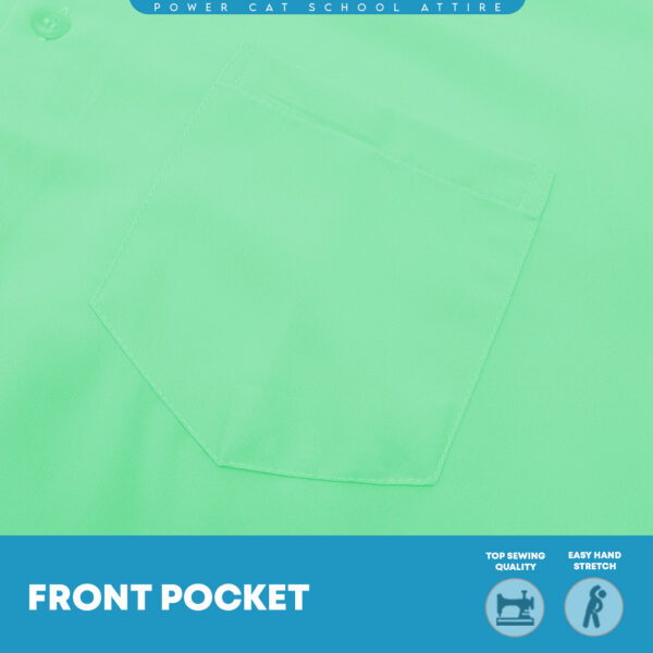 POWER CAT School Uniform Shirt Long Sleeve Koshibo Green| Size :14-4XL | Kemeja Sekolah Licin Lengan Panjang Hijau Muda
