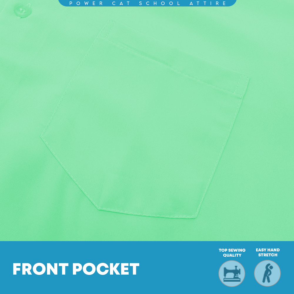 POWER CAT School Uniform Shirt Long Sleeve Koshibo Green| Size :14-4XL | Kemeja Sekolah Licin Lengan Panjang Hijau Muda - Image 7