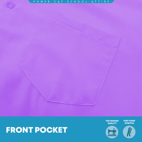 POWER CAT School Uniform Shirt Long Sleeve Koshibo Purple | Size :14-4XL | Kemeja Sekolah Licin Lengan Panjang Ungu