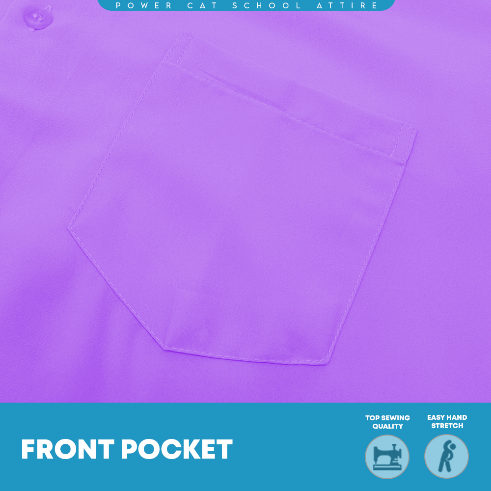 POWER CAT School Uniform Shirt Long Sleeve Koshibo Purple | Size :14-4XL | Kemeja Sekolah Licin Lengan Panjang Ungu - Image 7