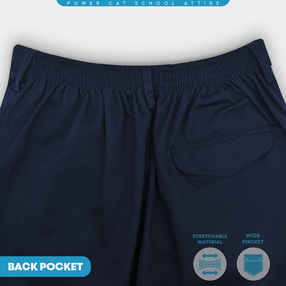 POWER CAT Seluar Panjang Biru Gelap SRK Cotton | Size 18-42 | School Primary Navy Blue Long Pants - Image 8