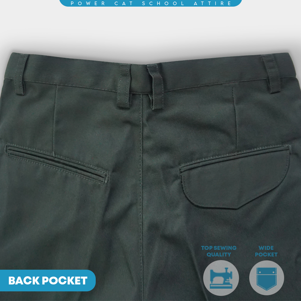 POWER CAT Seluar Panjang Sekolah Hijau SMK Cotton | Size : 23-52 | School Uniform Secondary Green Long Pants - Image 8