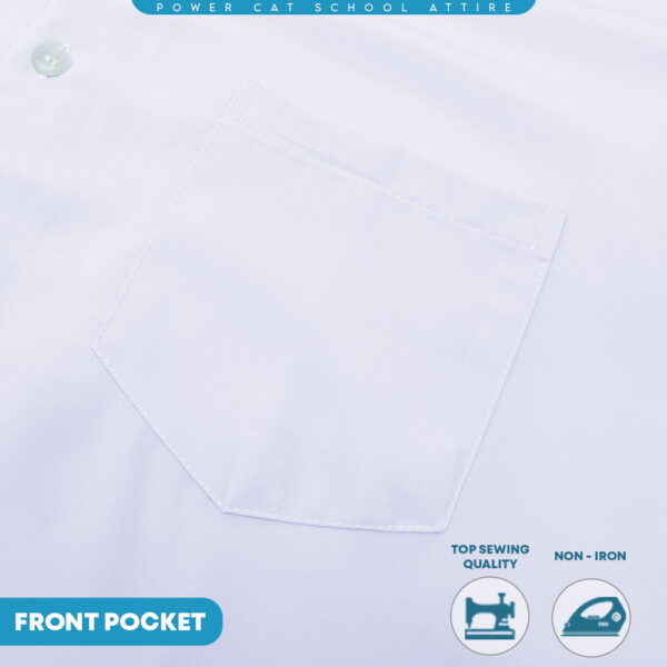 POWER CAT Sekolah Uniform White School Shirt Short Sleeve Cotton | Size: 13-4XL | Kemeja Putih Nila Cotton Lengan Pendek