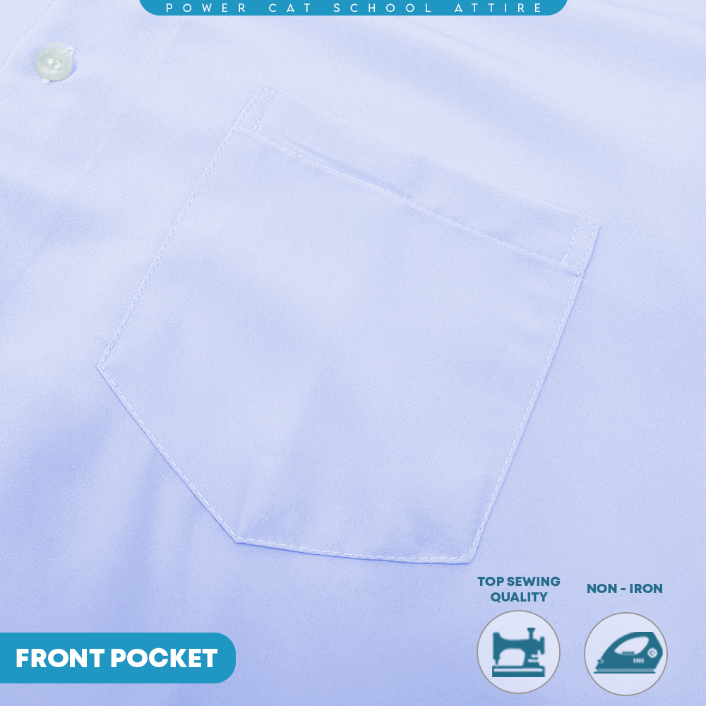 POWER CAT Sekolah Uniform White School Shirt Short Sleeve Koshibo| Size: 13-4XL | Kemeja Putih Nila Licin Lengan Pendek - Image 8