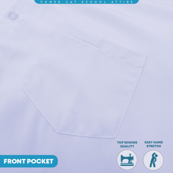 POWER CAT Sekolah Uniform White School Shirt Long Sleeve Cotton | Size: 13-4XL | Kemeja Putih Nila Cotton Lengan Panjang