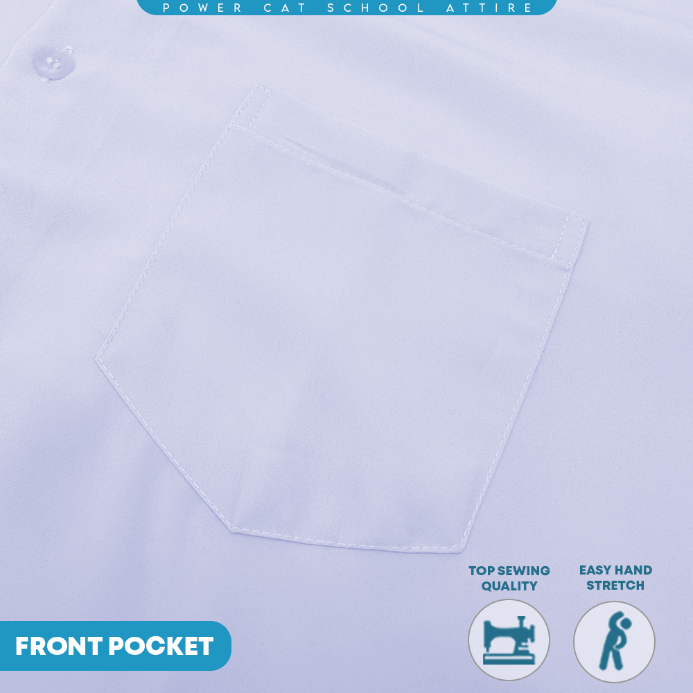 POWER CAT Sekolah Uniform White School Shirt Long Sleeve Cotton | Size: 13-4XL | Kemeja Putih Nila Cotton Lengan Panjang - Image 8
