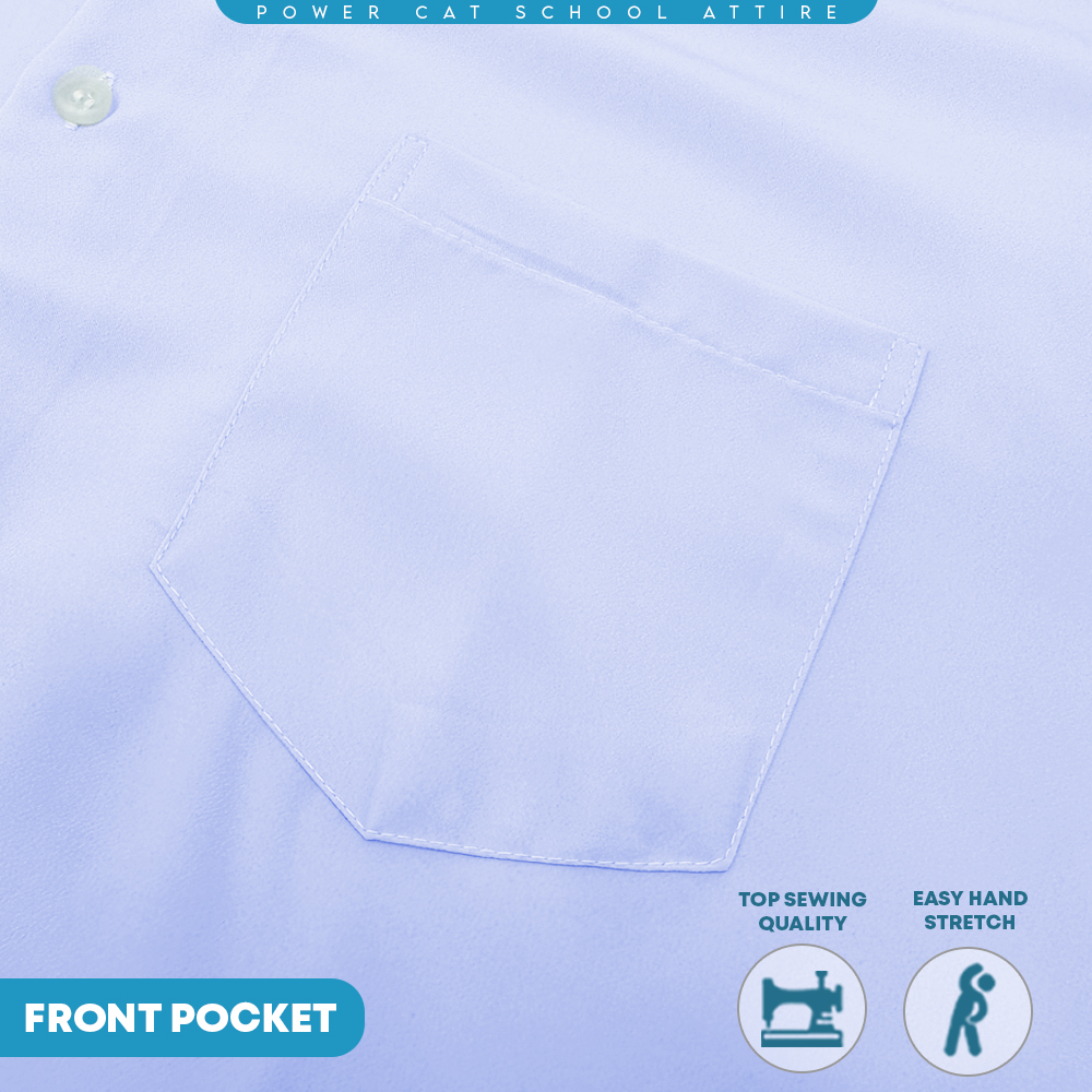 POWER CAT Sekolah Uniform White School Shirt Long Sleeve Koshibo| Size: 13-4XL | Kemeja Putih Nila Licin Lengan Panjang - Image 8