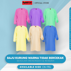 POWER CAT Baju Kurung Biasa Licin 6 Warna Pilihan | Size 26-5XL | 6 Colour School Uniform Baju Kurung Normal Koshibo