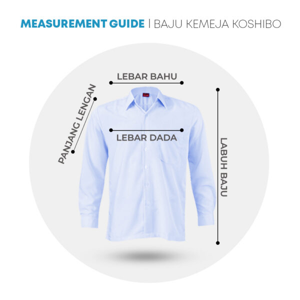 POWER CAT Sekolah Uniform White School Shirt Long Sleeve Koshibo| Size: 13-4XL | Kemeja Putih Nila Licin Lengan Panjang