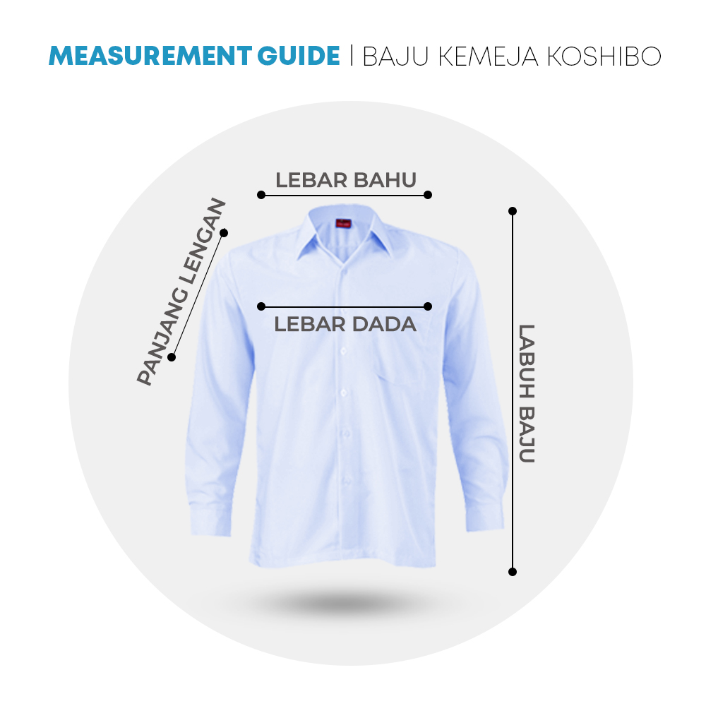 POWER CAT Sekolah Uniform White School Shirt Long Sleeve Koshibo| Size: 13-4XL | Kemeja Putih Nila Licin Lengan Panjang - Image 2