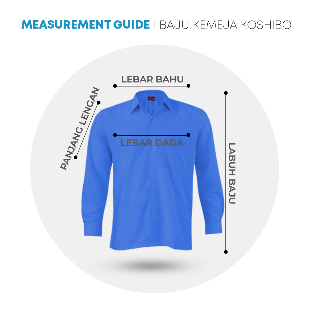 POWER CAT School Uniform Shirt Long Sleeve Koshibo Blue | Size :14-4XL | Kemeja Sekolah Licin Lengan Panjang Biru - Image 2