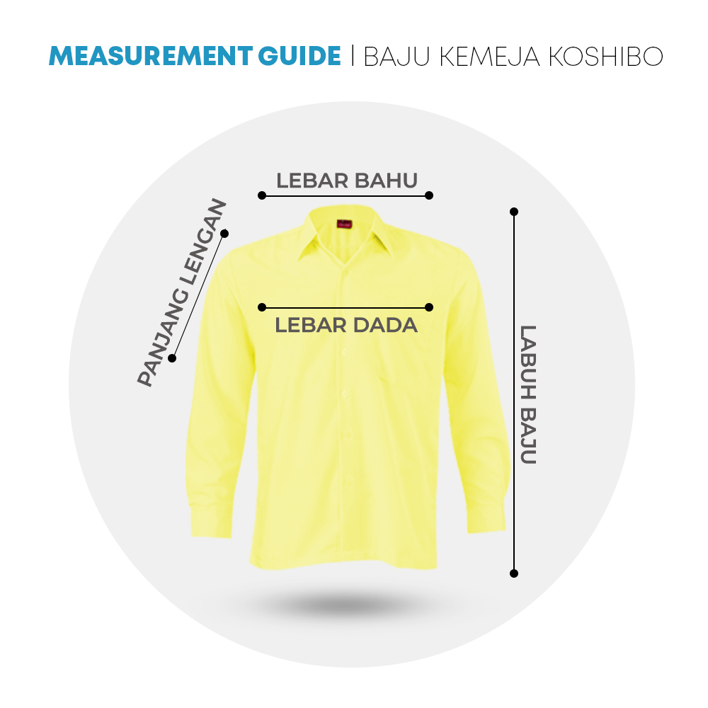POWER CAT School Uniform Shirt Long Sleeve Koshibo Yellow | Size :14-4XL | Kemeja Sekolah Licin Lengan Panjang Kuning - Image 2