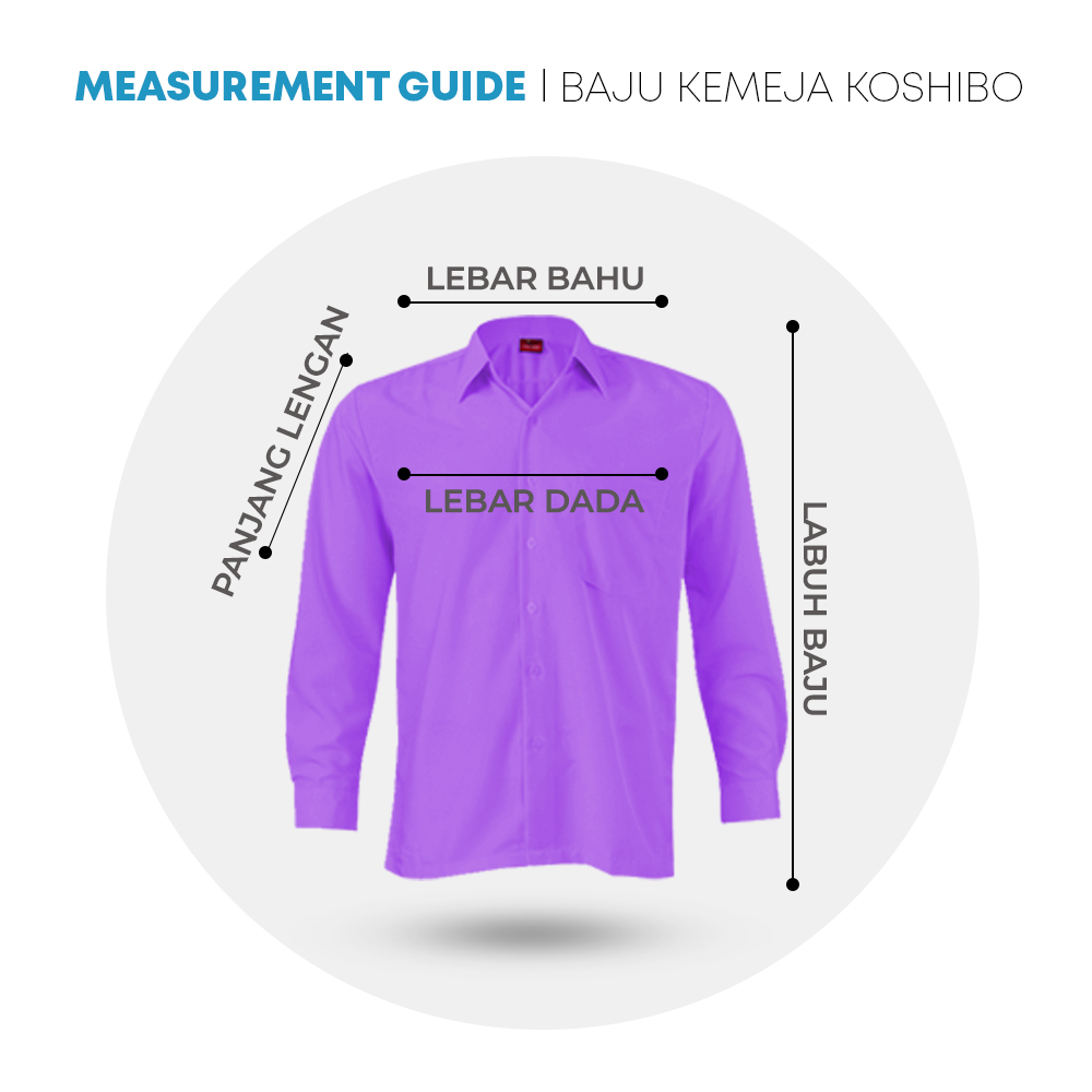 POWER CAT School Uniform Shirt Long Sleeve Koshibo Purple | Size :14-4XL | Kemeja Sekolah Licin Lengan Panjang Ungu - Image 2