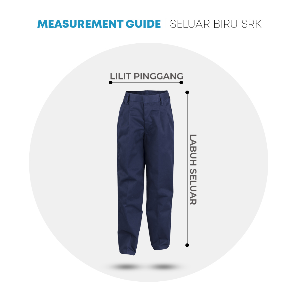 POWER CAT Seluar Panjang Biru Gelap SRK Cotton | Size 18-42 | School Primary Navy Blue Long Pants - Image 2
