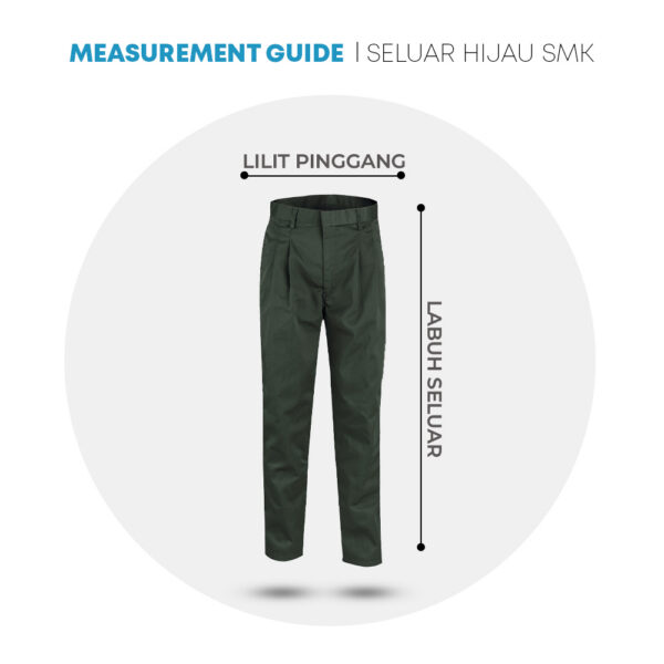 POWER CAT Seluar Panjang Sekolah Hijau SMK Cotton | Size : 23-52 | School Uniform Secondary Green Long Pants