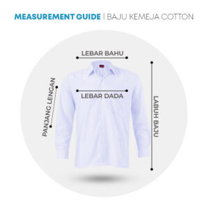 POWER CAT Sekolah Uniform White School Shirt Long Sleeve Cotton | Size: 13-4XL | Kemeja Putih Nila Cotton Lengan Panjang - Image 2