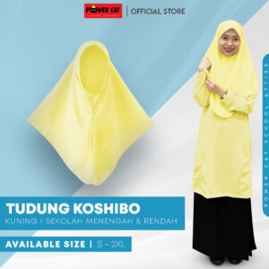 POWER CAT Tudung Sekolah Kuning 2Lapis Licin  | Size S-2XL | Yellow Koshibo School Uniform Tudung - Image 1