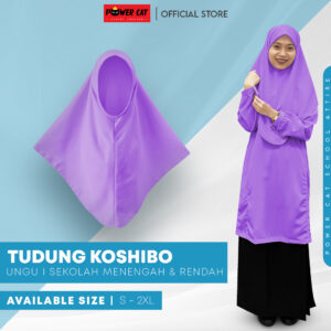 POWER CAT Tudung Sekolah Ungu 2Lapis Licin  | Size S-2XL | Purple Koshibo School Uniform Tudung - Image 1
