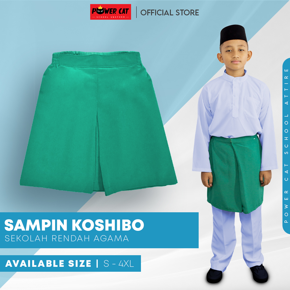 POWER CAT Sampin Koshibo Hijau Sekolah Agama | Size S-4XL | Green School Uniform Sampin Koshibo