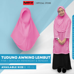 POWER CAT Tudung Sekolah Merah Jambu Selapis Owning Lembut | Size XS-L | Pink Colour School Uniform Tudung One Layer - Image 1