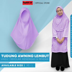 POWER CAT Tudung Sekolah Ungu Selapis Owning Lembut | Size XS-L | Purple Colour School Uniform Tudung One Layer - Image 1