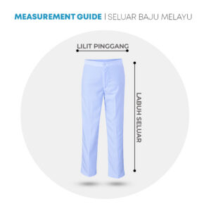 POWER CAT Seluar Baju Melayu Sekolah Putih Nila Licin Koshibo | Size 22-3XL | School Uniform White Nila Baju Melayu Pants - Image 1