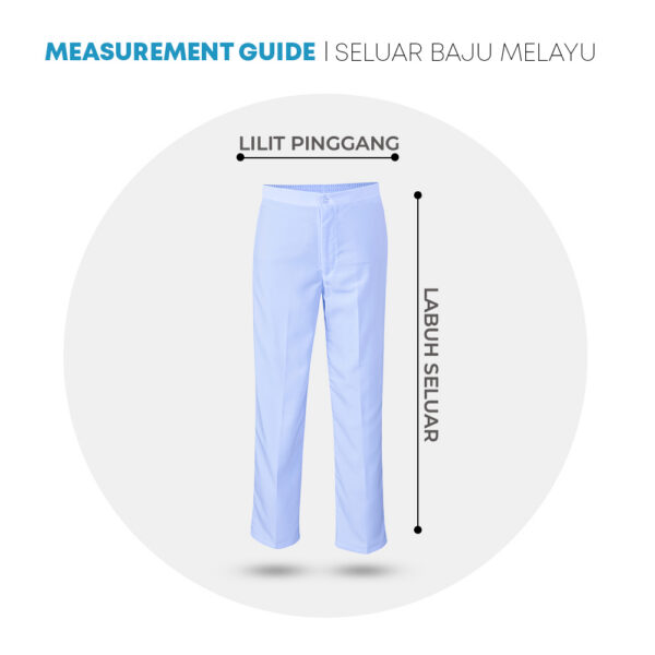 POWER CAT Seluar Baju Melayu Sekolah Putih Nila Licin Koshibo | Size 22-3XL | School Uniform White Nila Baju Melayu Pants