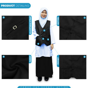 POWER CAT Vest Sekolah Hitam | Size S-6XL | Black School Uniform Vest - Image 5