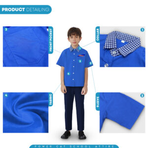 POWER CAT Set Baju Tadika KEMAS Budak Lelaki | Size : S-XL | Boys Child Tadika KEMAS School Uniform Set - Image 4